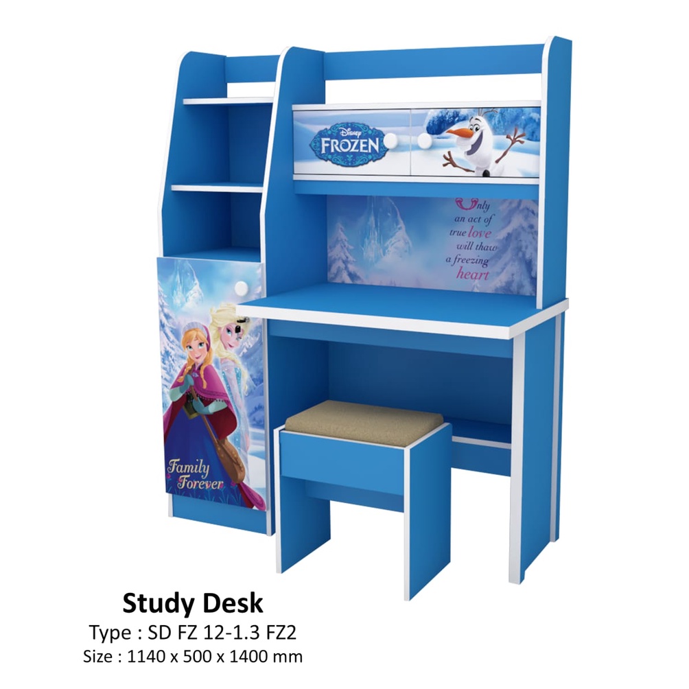 Napolly Meja Belajar Frozen Lemari Kursi Bangku Anak Set Kayu Kids Study Desk Chair