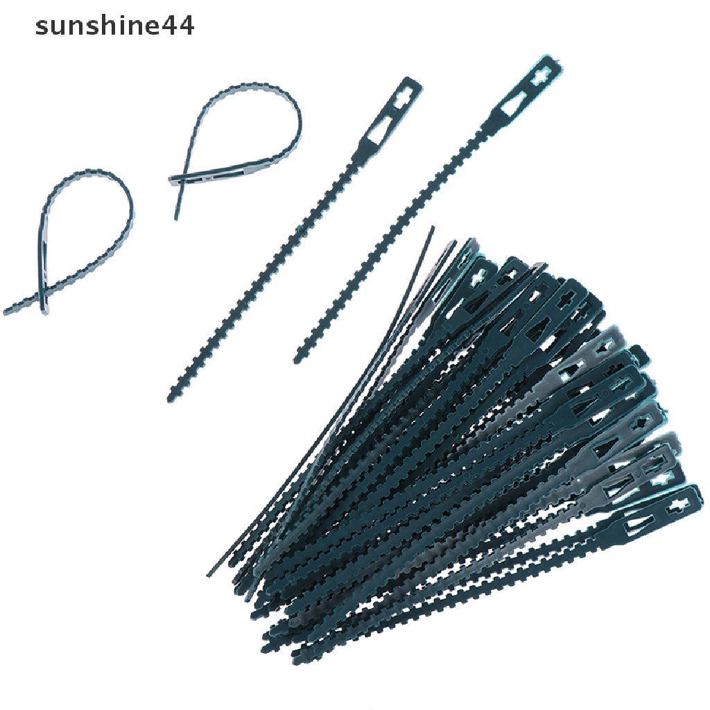 Sunshine 50pcs Kabel Ties Plastik Adjustable Reusable Untuk Pohon / Tanaman Rambat