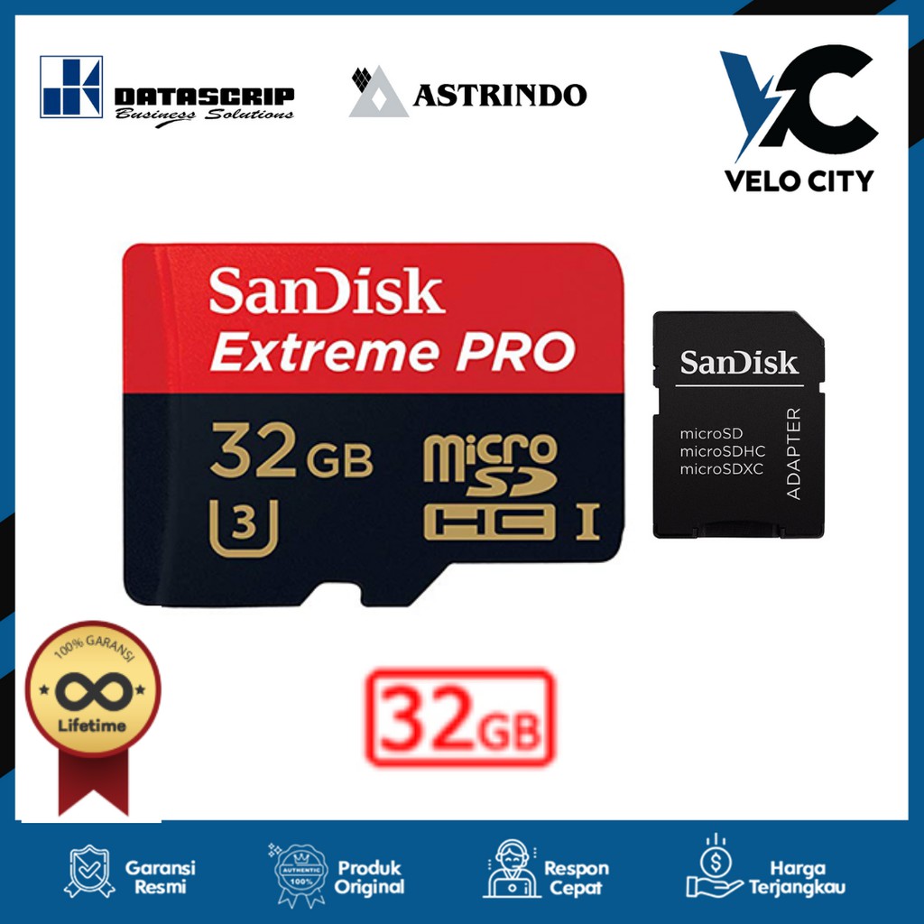 Memory Card MicroSD Sandisk 32GB Class10 100Mbps Extreme Pro Sandisk Original