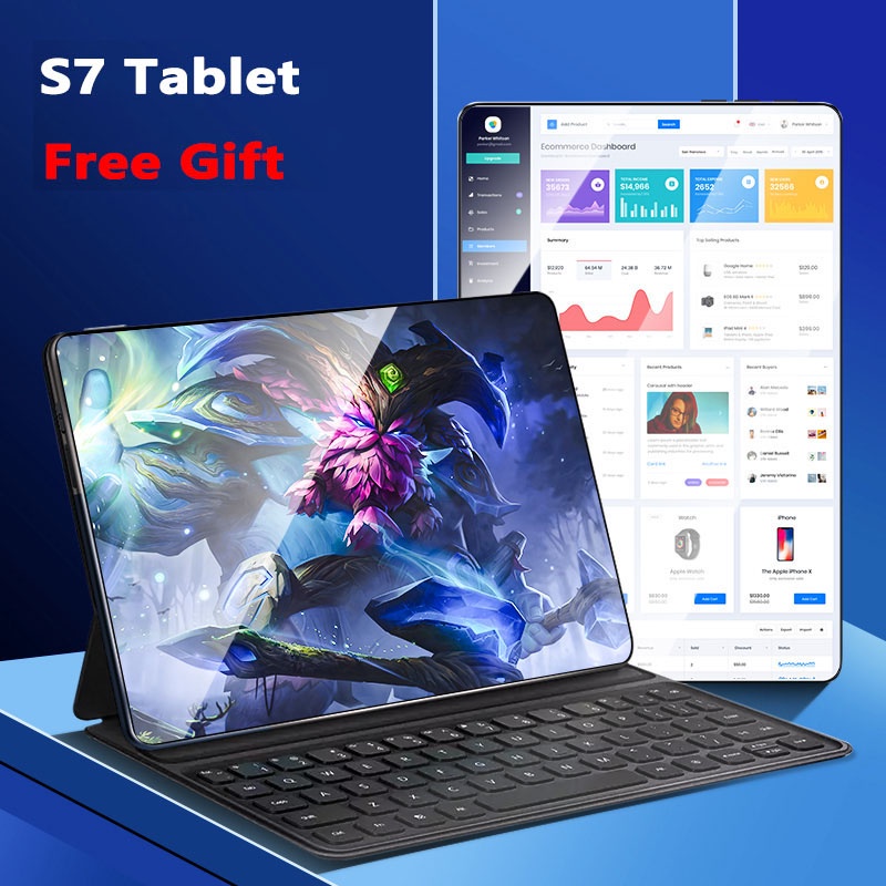 2023 Tablet Baru Sistem Android S7 Tablet Layar Definisi Tinggi Ponsel Tablet Android 6 GB RAM + 128 GB ROM Tablet  Baru Jaringan Sepuluh Inti 4G