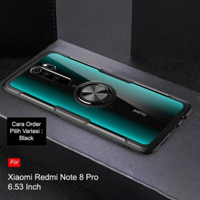 Case Redmi Note 8 Pro - Fuze Carbon Stand Holder Ring Casing Xiaomi Redmi Note 8 Pro SC