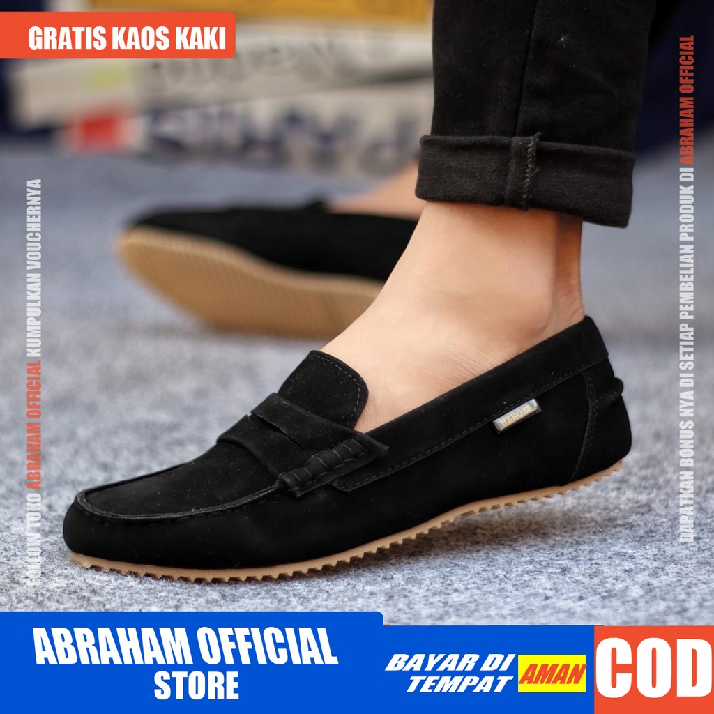 ABRAHAM Sepatu Slip On Slop Hitam Selop Casual Pria