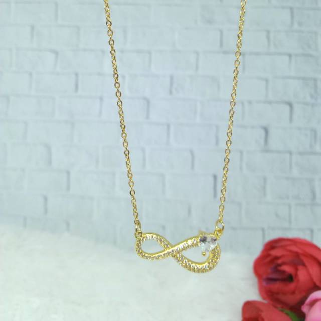 Kalung infinity emas rosegold titanium