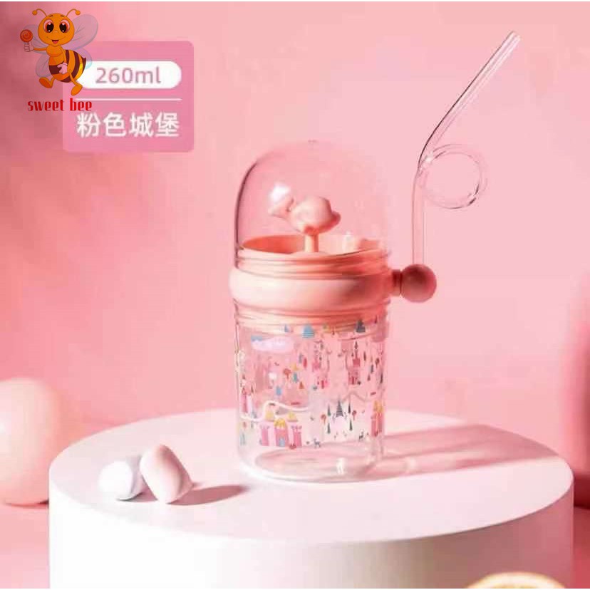 Botol Minum Anak unik Air Mancur Ikan Paus Lumba-Lumba/kincir Sedotan 260ML sweetbee-5