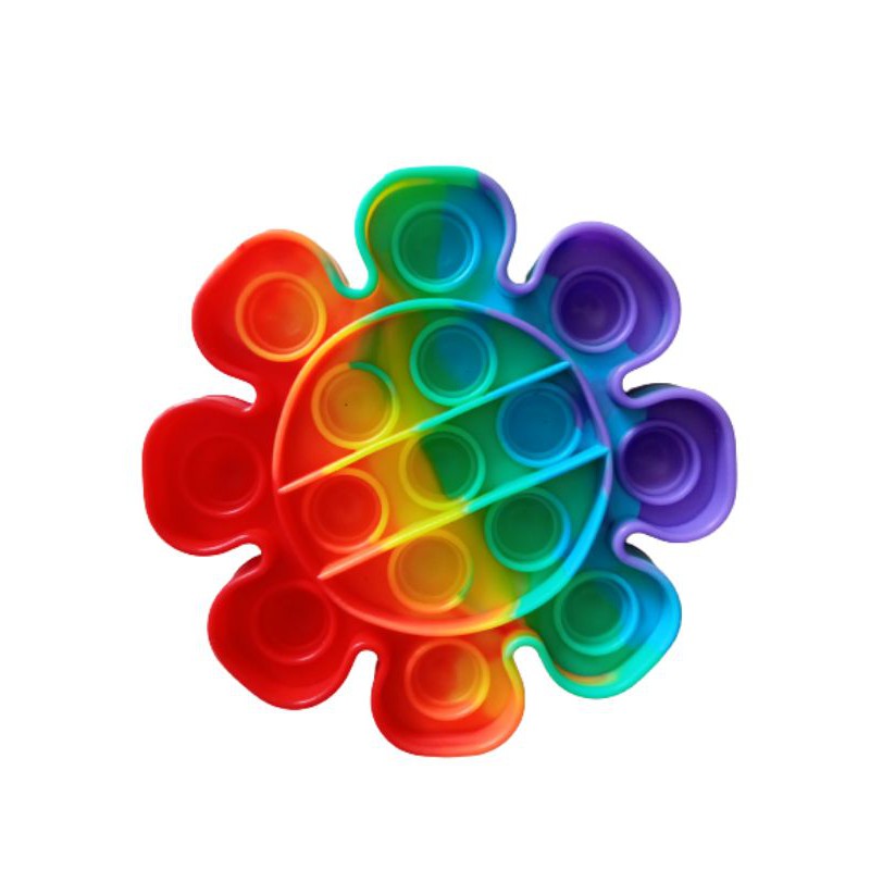 MAINAN ANAK VIRALL FIDGET PUSH /POP IT PELANGI RAINBOW MOTIF LUCU MURAH MERIAH-Bunga/gurita