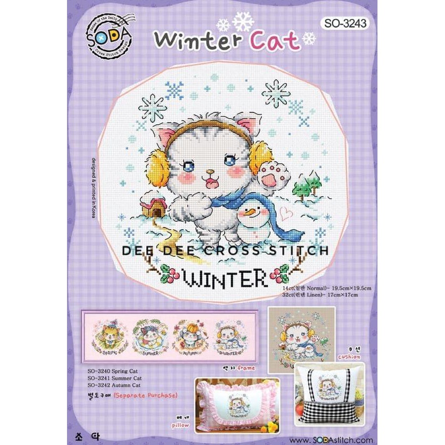 

14.84Ftgrdujh- Pola Kristik Original / Asli Soda So-3243 Winter Cat -Toko-Boneka.
