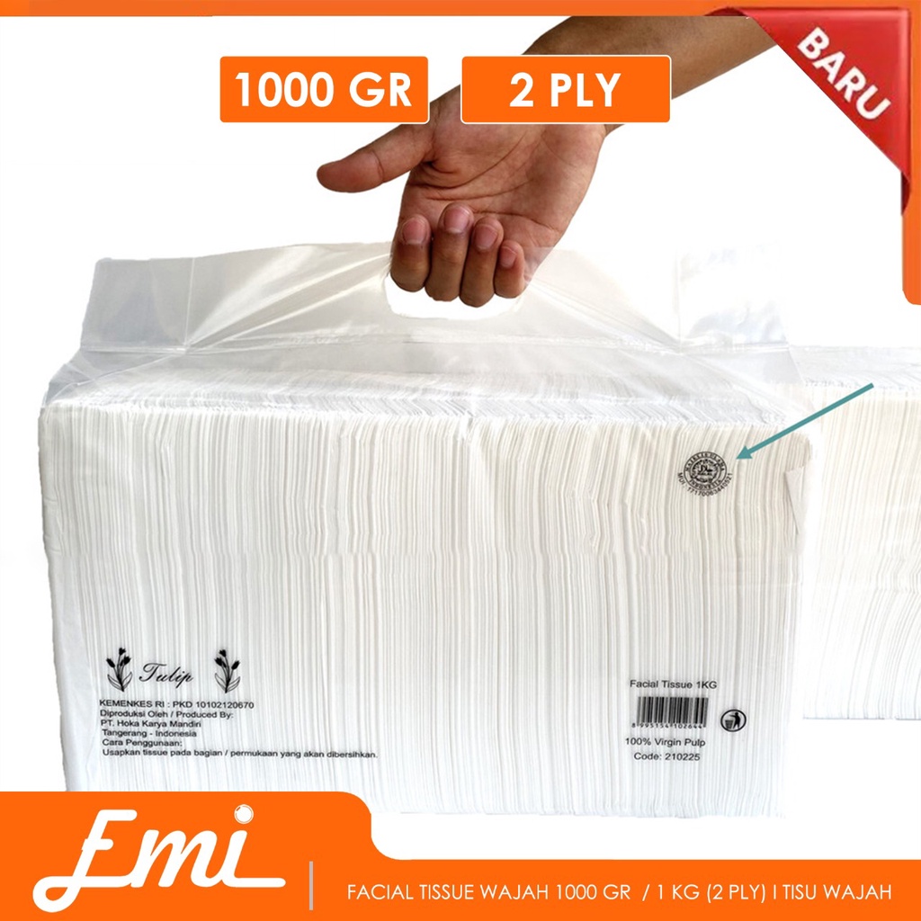 Tulip Facial Tissue 2 Ply 1000 gr /1 Kg Tisu Wajah Non Perfumed