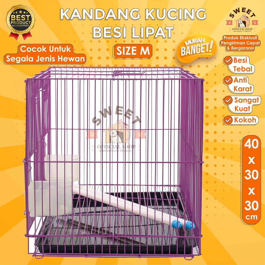 KANDANG KUCING BESI LIPAT SIZE M 40x30x30 -VALUE SERIES- IMPORT HIGH QUALITY - BEST PET CAGE KELINCI-7
