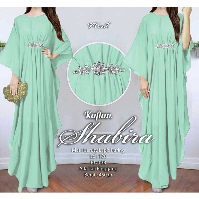 Arnis Shabira Kaftan Original Busui Friendly Ceruty Babydoll-Mint
