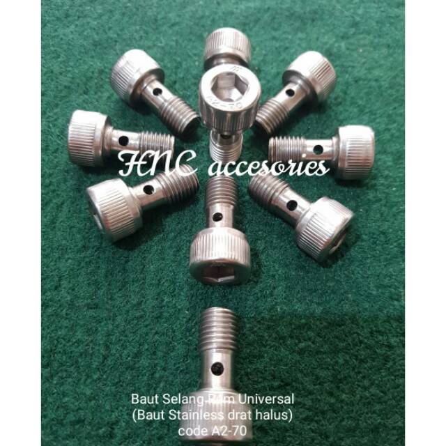 BAUT L STAINLESS SELANG REM BAUT NEPEL UNIVERSAL DRAT HALUS SATUAN PCS