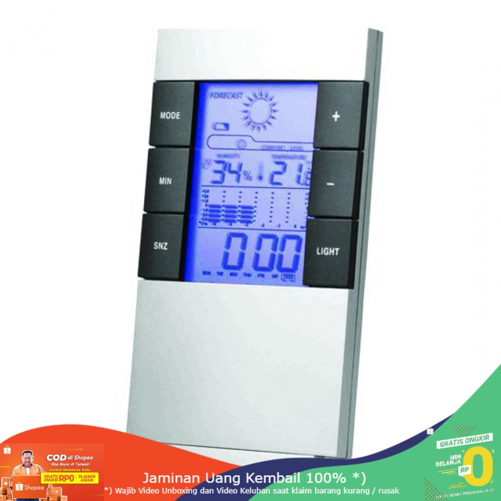 (BISA COD) RVOSTR Weather Station Humidity Temperature Alarm Clock Jam Alarm - 3210