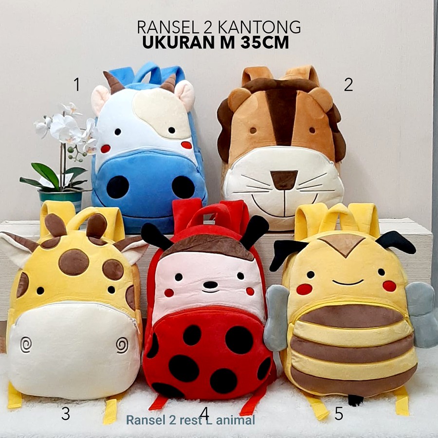 tas ransel anak impor boneka monkey singa bee lebah jerapah sapi baby tk sd smp animal lebah bee