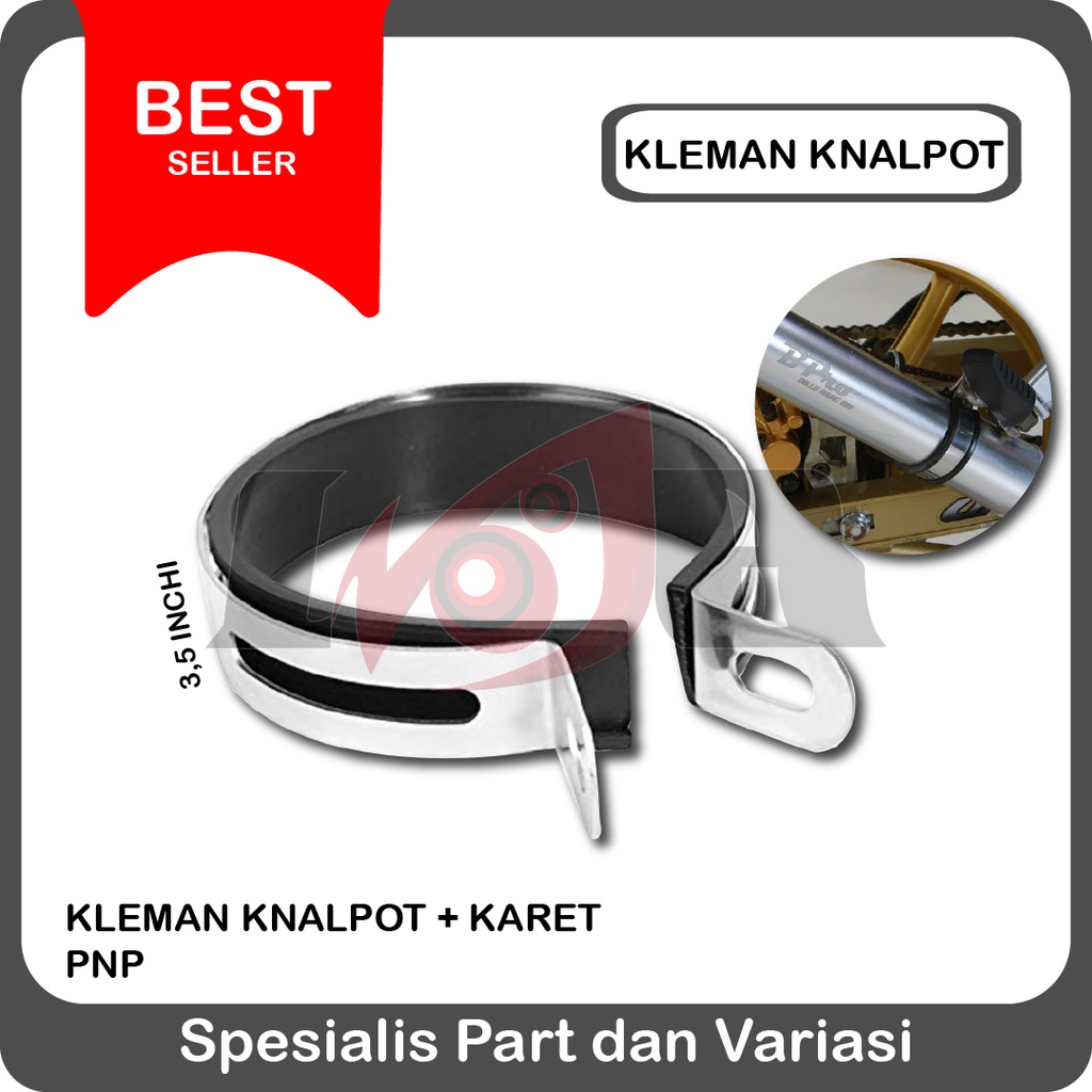 Kleman Knalpot Motor 3.5 inci Klem Plus Karet Pelindung