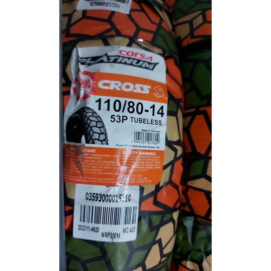 Ban Corsa Cross s 110/80-14 Tubeless, OFFLINE LEBIH MURAH