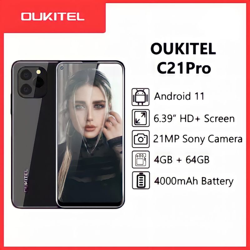 OUKITEL C21 PRO Android 11 6.39'' HD+21MP Triple Rear Camera Handphone Baterai 4000mAh 4GB + 64GB 25