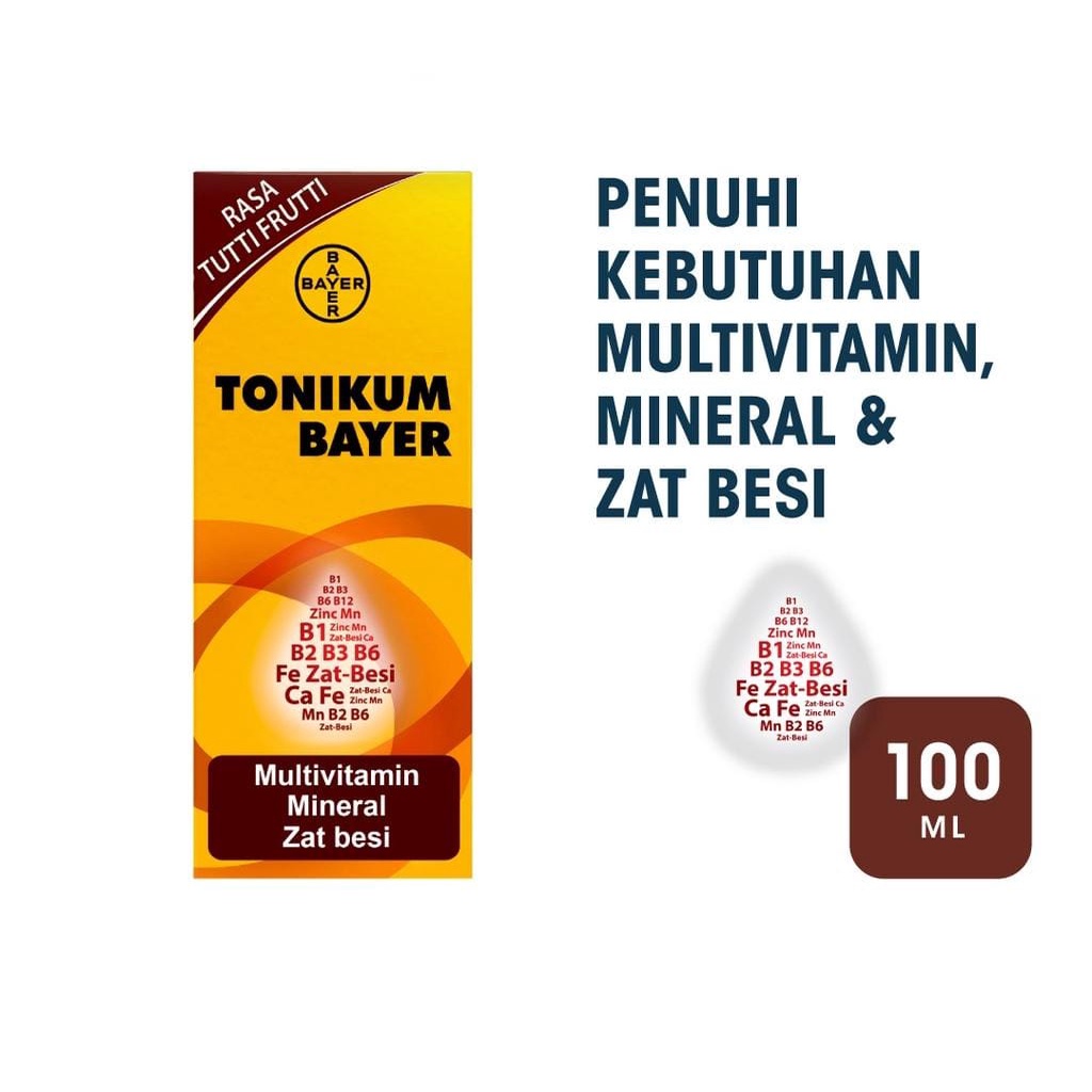 Tonikum bayer Multivitamin vitamin tutti Frutti 100ml Mineral dan Zat Besi original murah