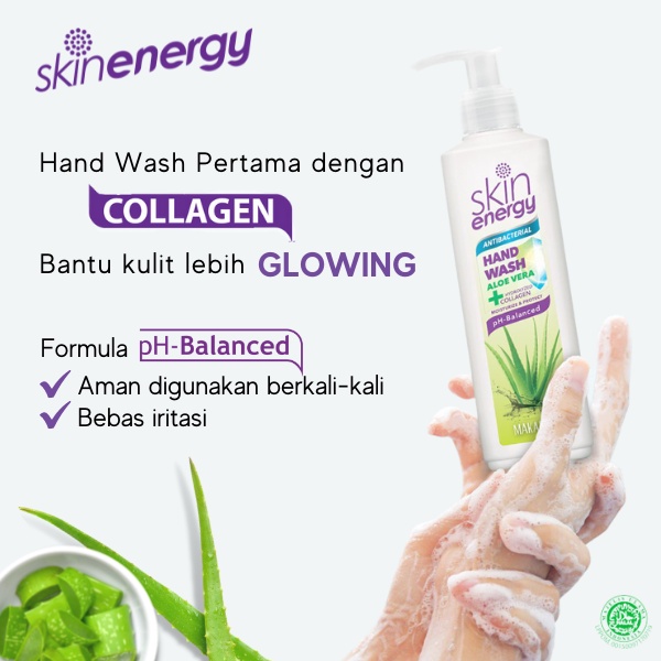 Makarizo Skin Energy Anti Bacterial Hand Wash Aloe Vera 250 mL / Sabun Cuci Tangan / Sabun Collagen