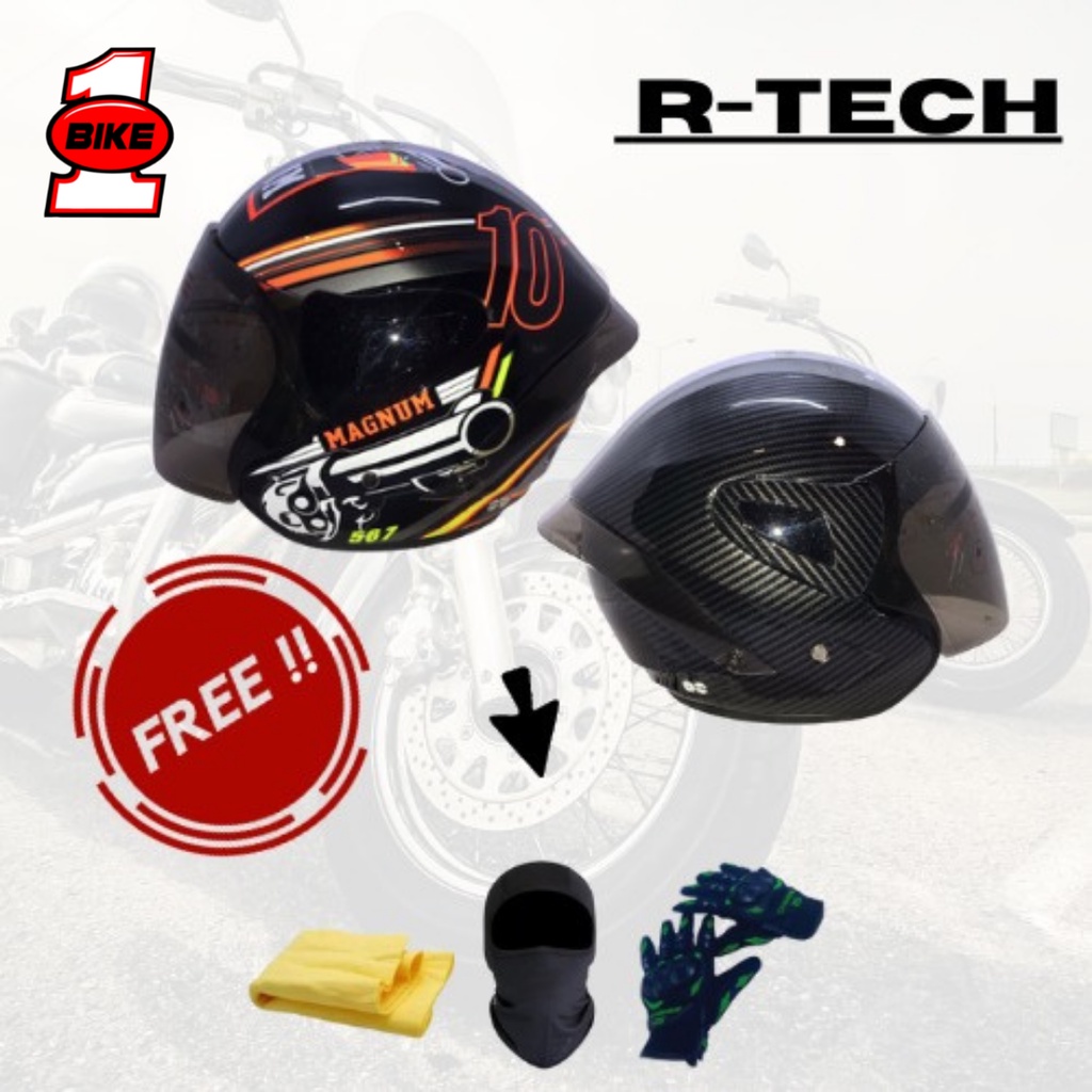 HELM  MVSTAR RTECH / HELM HALF FACE / MVSTAR WINDTAIL CARBON RSV ukuran ALL SIZE Include Spoiler Rai