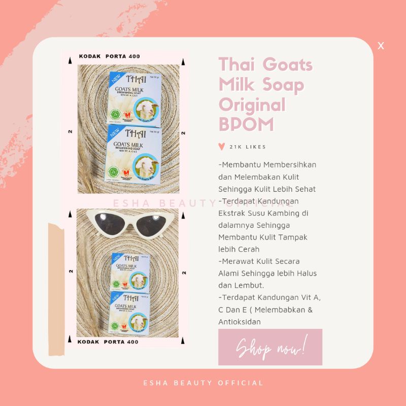 THAI GOATS MILK SOAP 50gr-SABUN SUSU KAMBING BPOM