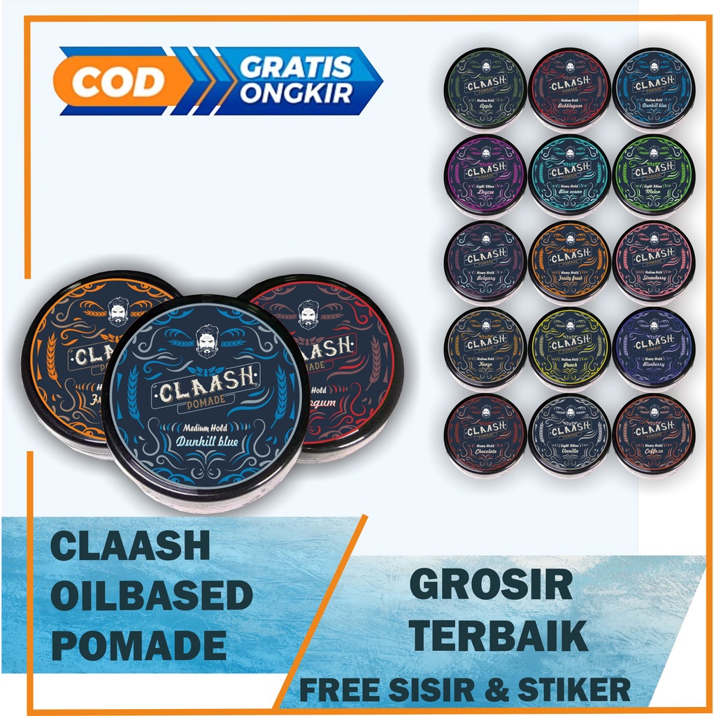 CLAASH POMADE OILBASED TERMURAH / GROSIR TERMURAH / FREE SISIR DAN STIKER !!