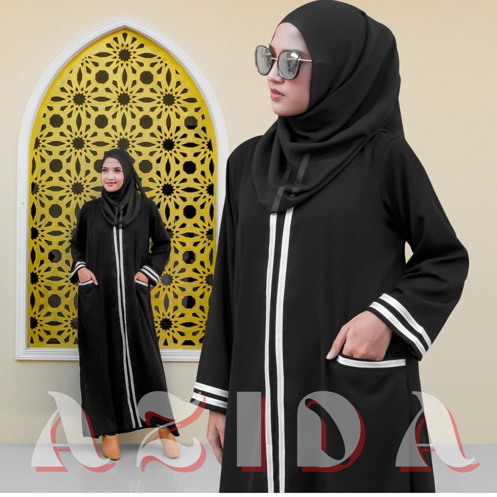 TERBARU Gamis Abaya Hitam List Putih Cantik Simple dan Elegan Gamis Hitam List Abaya Hitam Remaja