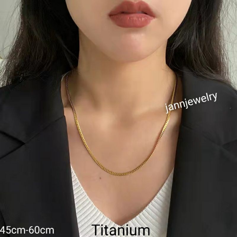 kalung import titanium asli anti karat&amp;alergi 45-60cm KP-23