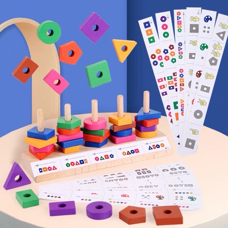 wooden block matching puzzle peg mainan motorik anak shape sorter