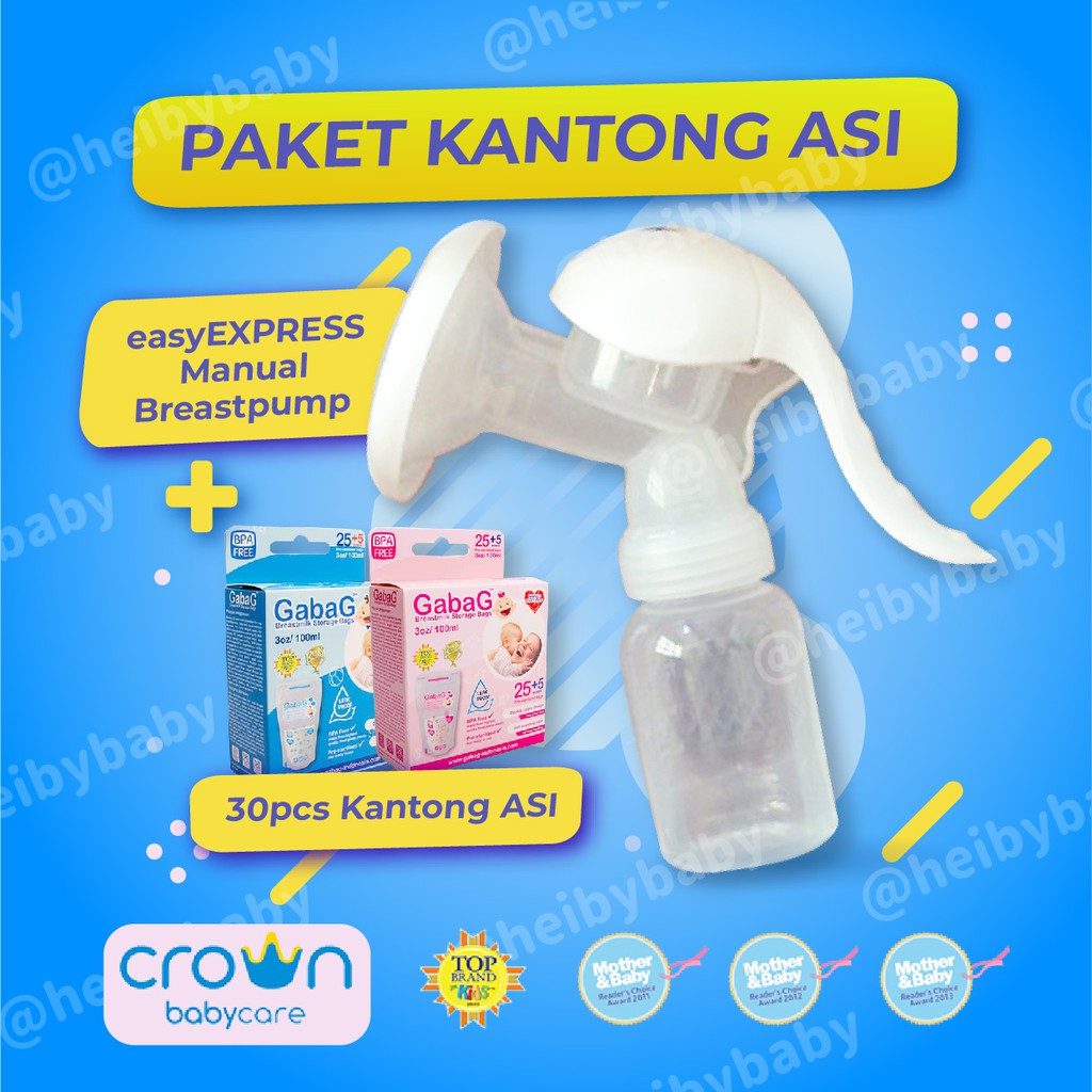 [PAKET] Crown Manual Breast Pump + Storage / Kantong ASI 30pcs