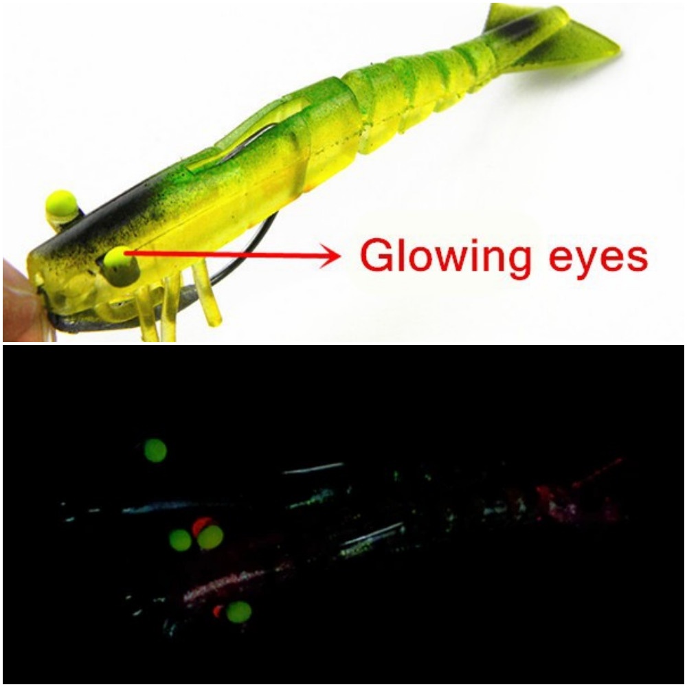 UMPAN CASTING SOFT LURE LIVE SHIRMP UDANG HIDUP 3D WITH WORM HOOK LUMINOUS