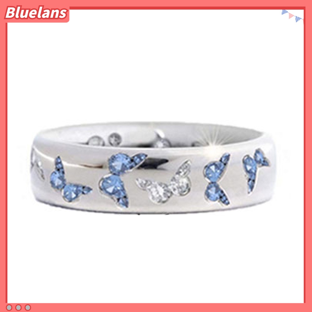 Bluelans Fashion Women Butterfly Cubic Zirconia Inlaid Finger Ring Wedding Party Jewelry