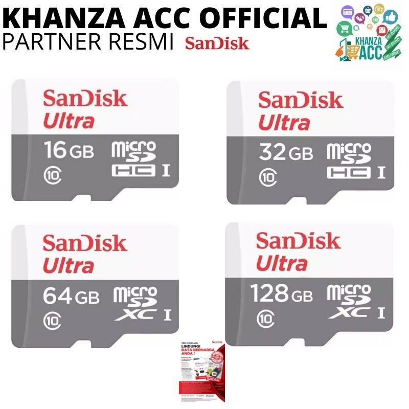 KHANZAACC SANDISK MICROSD ULTRA 128GB CLASS 10 SPEED UP TO 100MB/S