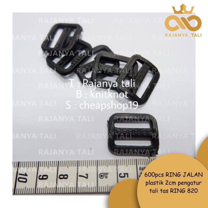 600pcs RING JALAN plastik 2cm pengatur tali tas RING 820 RJT