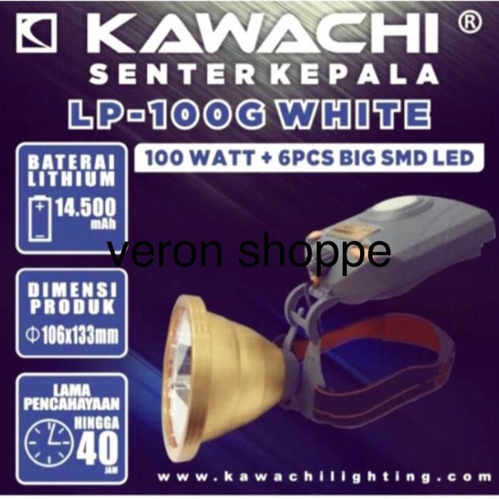 Flash | Senter Kepala Kawachi 100 Watt Led Lp-100 G Cahaya Putih