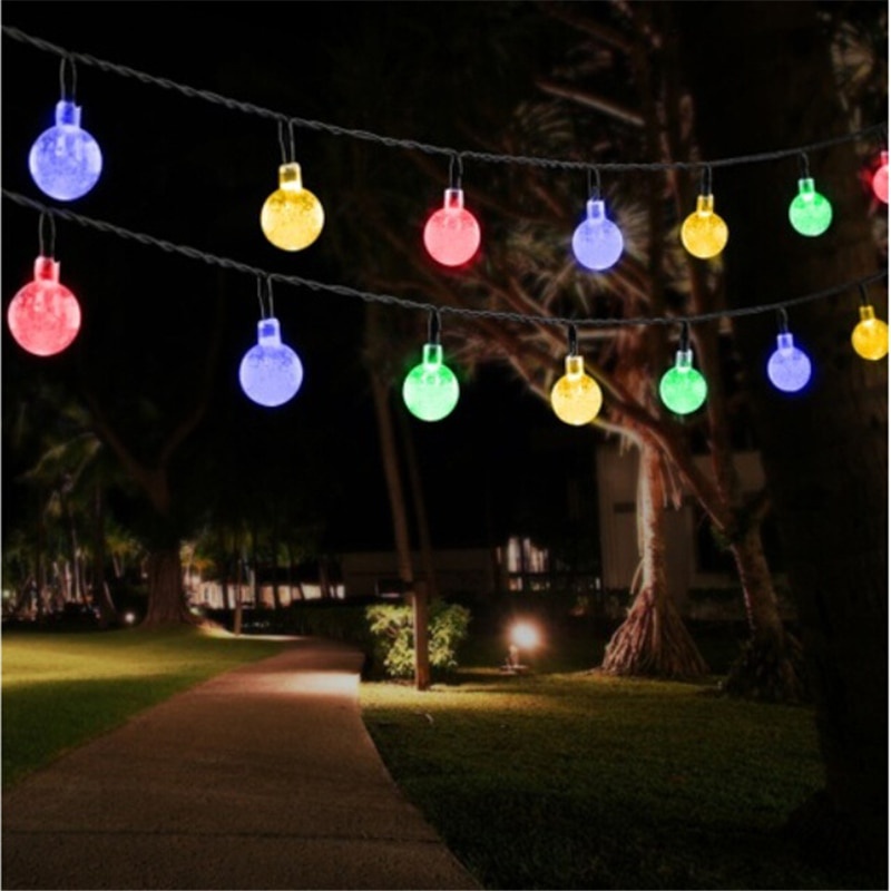 LED Tumblr hias Bola Kristal 100 LED 12 Meter Tenaga Surya Anti Air Lampu Hias Dekorasi 100 LED 12 Meter with Solar Panel - M074 Warna Multi Warna Crystal ball LED Solar Lamp Power LED String Fairy Lights Solar Garlands Garden Christmas For Outdoor