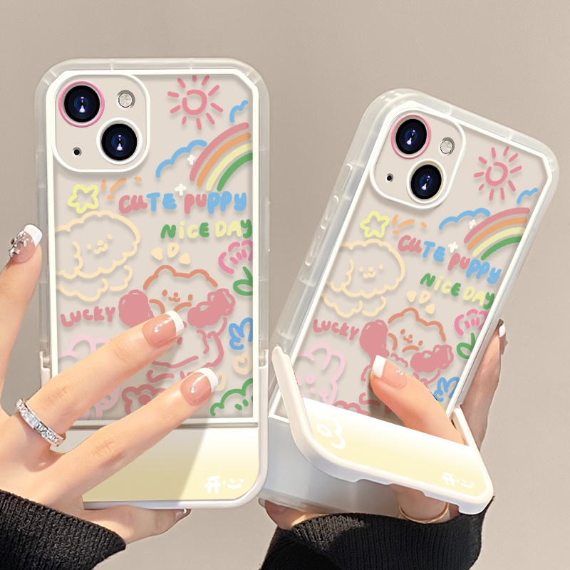 Soft Case TPU Transparan Shockproof Dengan Bracket Pelangi Untuk IPhone 13 12 11 Pro X XR XS Max SE 2020 6 6S 7 8 Plus