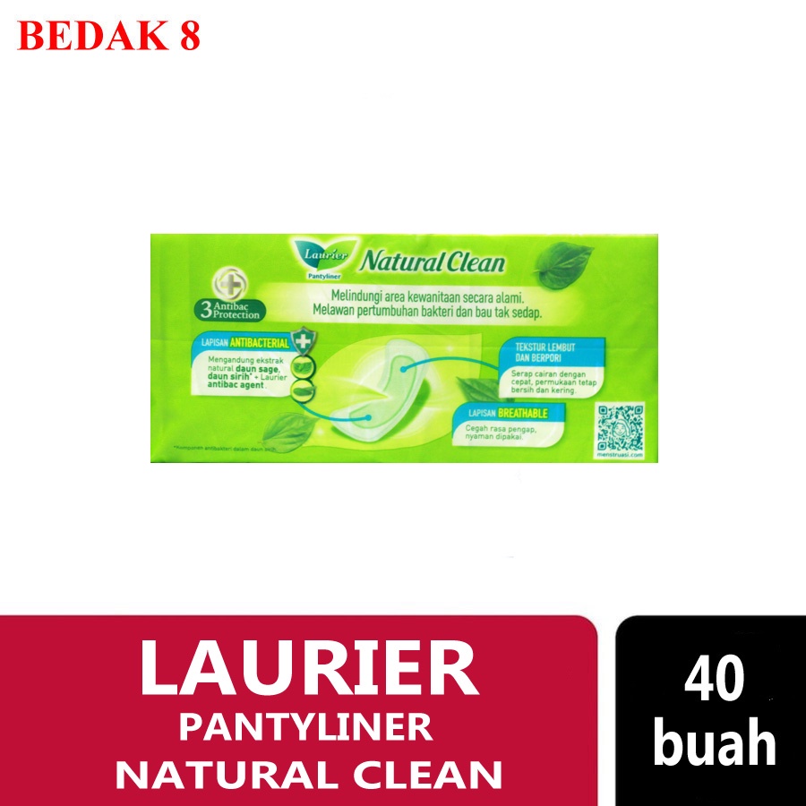 Laurier Natural Clean Pantyliner Daun Sirih Anti Bakteri 40 Buah