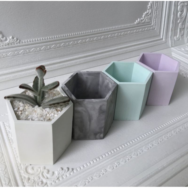 pot semen hexagon jumbo uk 10x9cm | pot sekulen / pot hias / pot kaktus / pot aesthetic