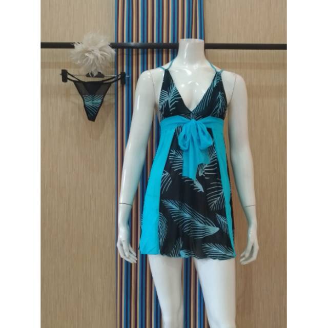 Lingerie transparan set gstring L143 gaun malam daster