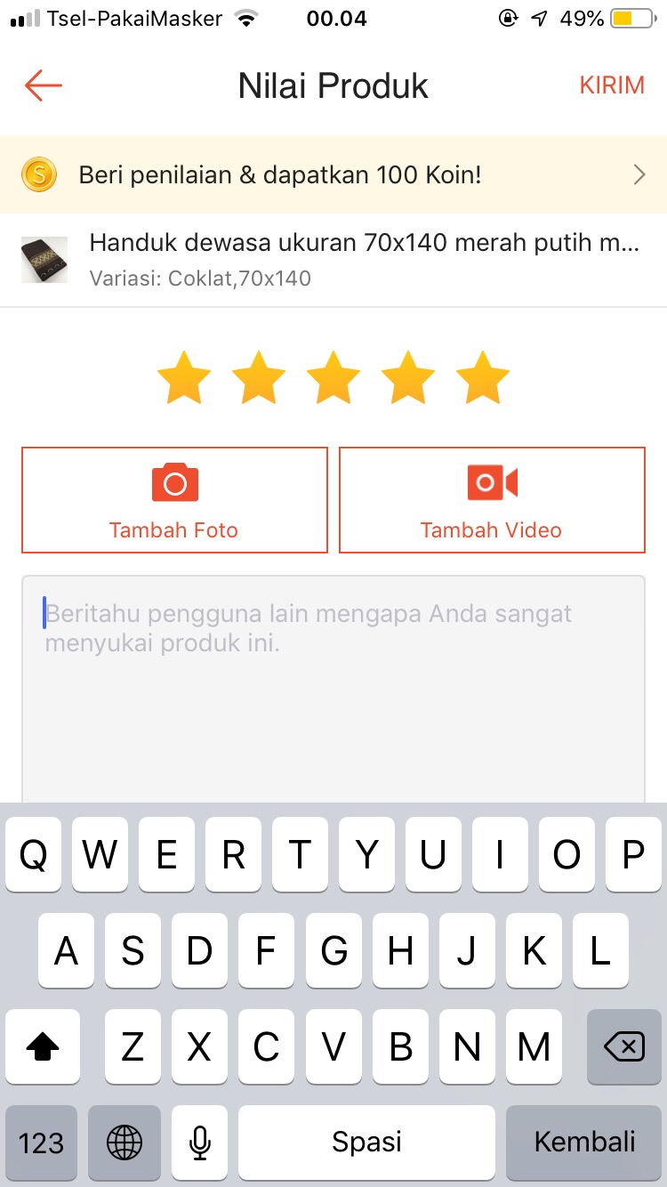 Handuk Dewasa Ukuran 70x140 Merah Putih Motif Terlaris Termurah