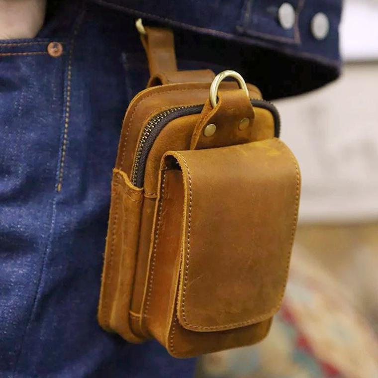 11.11 BRANDS FESTIVALTas Pinggang Dompet HP Kulit Asli - Tas Pinggang Asli Kulit Untuk Smartphone - 