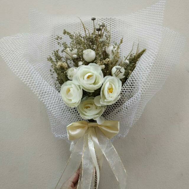 Hand Buket Pengantin Buket Bunga Mawar Putih Bunga Pengantin Wedding Bouquet Shopee Indonesia