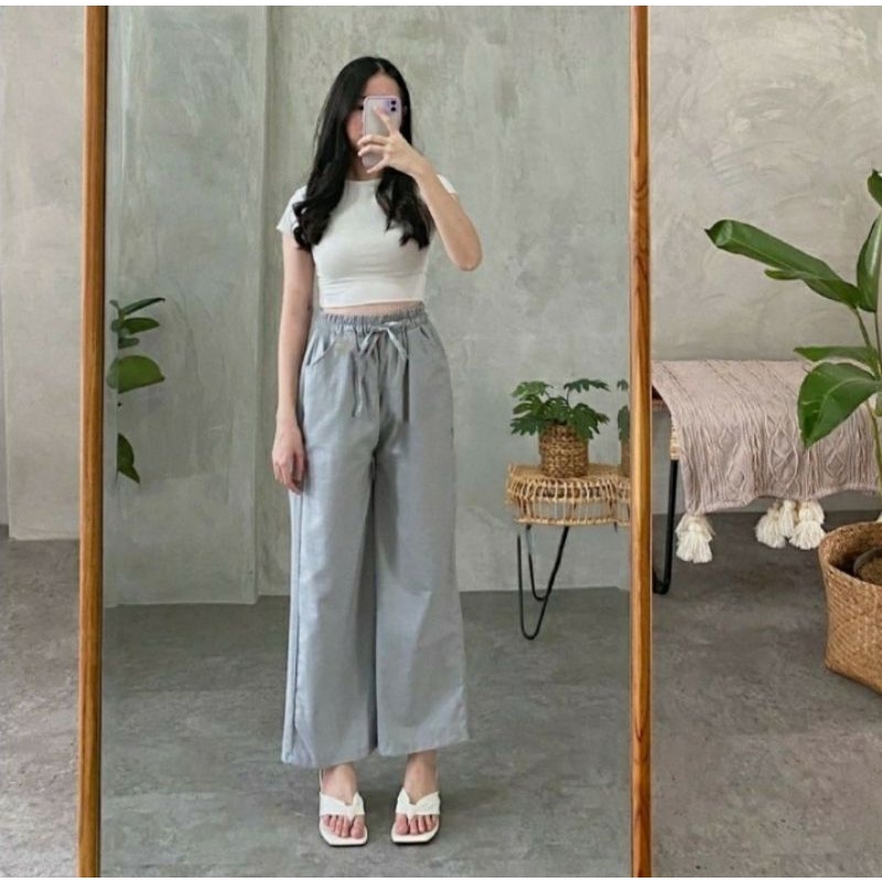 CELANA KULOT LINEN WANITA RAMI CRINKCEL IMPORT