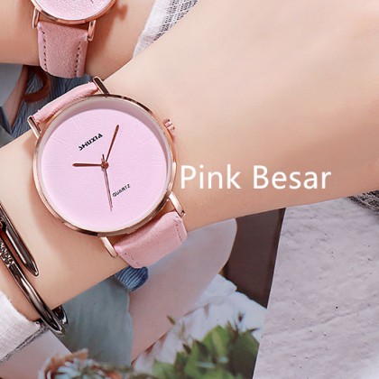 ✨HOT SALE✨ WATCHYOU Jam Tangan A0010 Wanita Casual Gaya Retro Korea untuk Pasangan-Pink Besar