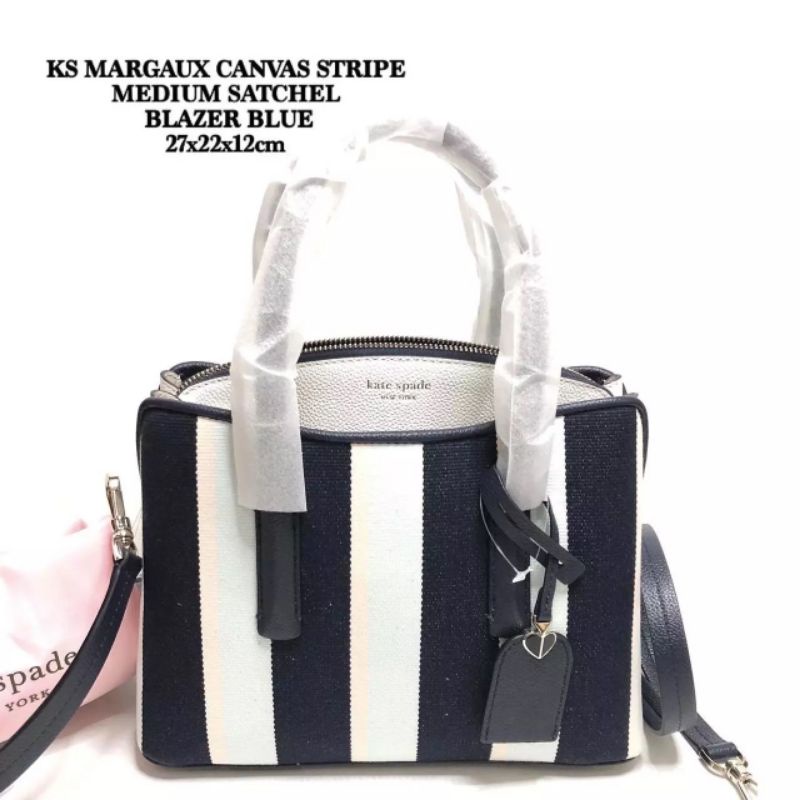 ORIGINAL KATE SPADE KS MARGAUX MEDIUM SATCHEL KANVAS STRIPE