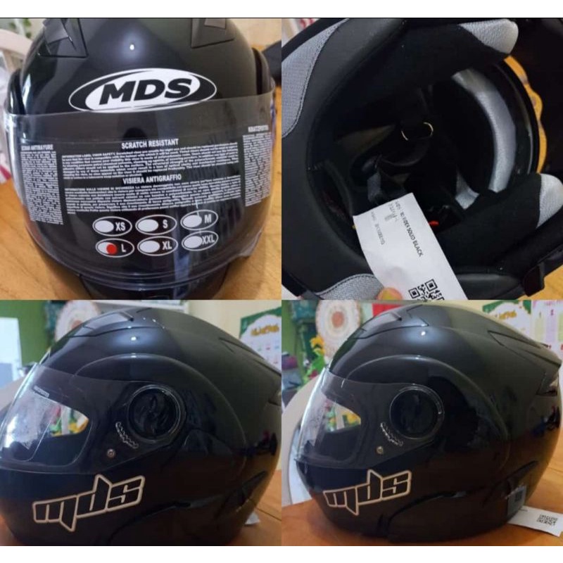 HELM MDS PRO RIDER SOLID FULL FACE HITAM, STOK TINGGAL 1