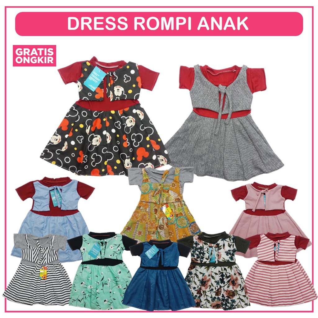 DRESS ROMPI ANAK / DRESS ANAK PEREMPUAN / DRES ANAK PEREMPUAN / DRESS ROMPI ANAK