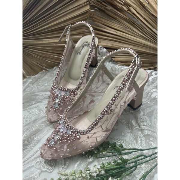 sepatu wanita wedding kiana rosegold 7cm tahu