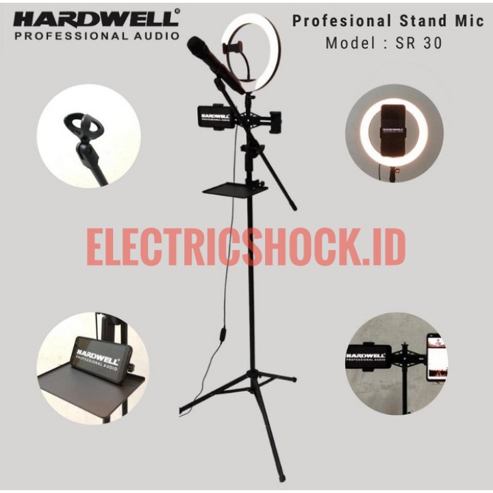 STAND MIC HARDWELL SR30/SR 30 STAND LAMPU LIVE STREAMING SELFIE