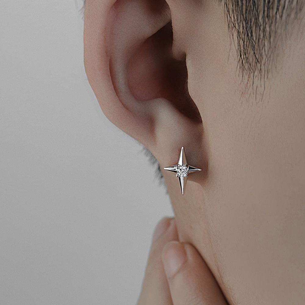 Mxbeauty Polaris Anting Tusuk Harian Keren Pesta Warna Solid Silver-Plate Street Wear Korea Earrings