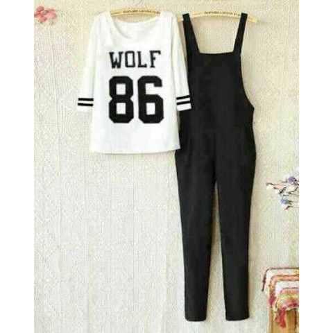 [overall 86 RO] Jumpsuit Wanita Spandex Putih